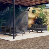 7-cz. ogrodowy zestaw wypoczynkowy, antracytowe poduszki, sosna