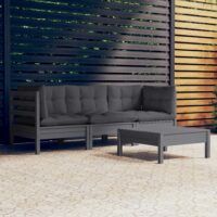 4-cz. zestaw wypoczynkowy do ogrodu, antracytowe poduszki