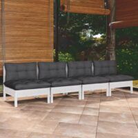 4-osobowa sofa ogrodowa z antracytowymi poduszkami, sosnowa