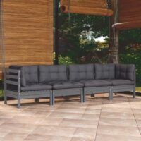 4-cz. zestaw wypoczynkowy do ogrodu, poduszki, lita sosna