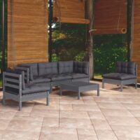 6-cz. zestaw wypoczynkowy do ogrodu, z poduszkami, sosnowy