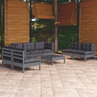 8-cz. zestaw wypoczynkowy do ogrodu, z poduszkami, sosnowy