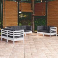 7-cz. zestaw wypoczynkowy do ogrodu, z poduszkami, sosnowy