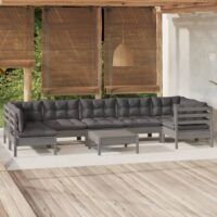 8-cz. zestaw wypoczynkowy do ogrodu, poduszki, szara sosna