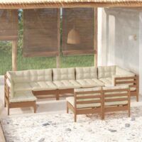 10-cz. zestaw wypoczynkowy do ogrodu z poduszkami, miodowy brąz