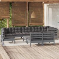 10-cz. zestaw wypoczynkowy do ogrodu, z poduszkami, szara sosna