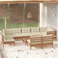 10-cz. zestaw wypoczynkowy do ogrodu z poduszkami, miodowy brąz