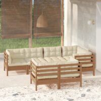 7-cz. zestaw wypoczynkowy do ogrodu z poduszkami, miodowy brąz