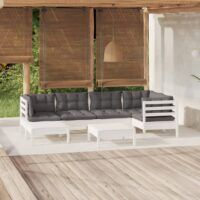 7-cz. zestaw wypoczynkowy do ogrodu, poduszki, biała sosna