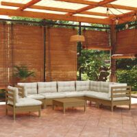 8-cz. zestaw wypoczynkowy do ogrodu z poduszkami, miodowy brąz