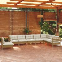 8-cz. zestaw wypoczynkowy do ogrodu z poduszkami, miodowy brąz