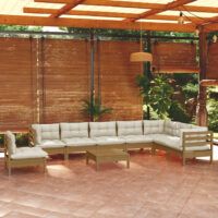 9-cz. zestaw wypoczynkowy do ogrodu z poduszkami, miodowy brąz