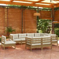 9-cz. zestaw wypoczynkowy do ogrodu z poduszkami, miodowy brąz