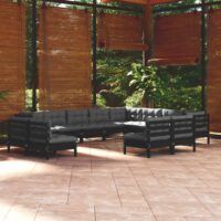 12-cz. zestaw wypoczynkowy do ogrodu z poduszkami, czarna sosna