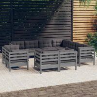 11-cz. zestaw wypoczynkowy do ogrodu, z poduszkami, szara sosna