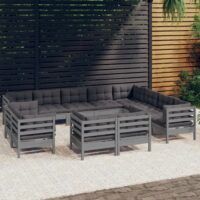 12-cz. zestaw wypoczynkowy do ogrodu, z poduszkami, szara sosna