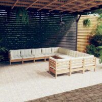 11-cz. zestaw wypoczynkowy do ogrodu z poduszkami, miodowy brąz