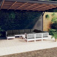 12-cz. zestaw wypoczynkowy do ogrodu, z poduszkami, biały