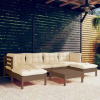 7-cz. zestaw wypoczynkowy do ogrodu, z poduszkami, miodowy brąz