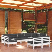 9-cz. zestaw wypoczynkowy do ogrodu, z poduszkami, biały