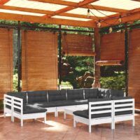 10-cz. zestaw wypoczynkowy do ogrodu, z poduszkami, biały