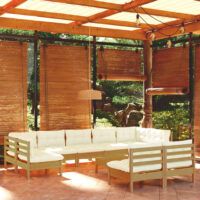 10-cz. zestaw wypoczynkowy do ogrodu z poduszkami, miodowy brąz