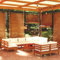 10-cz. zestaw wypoczynkowy do ogrodu z poduszkami, miodowy brąz