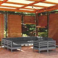 11-cz. zestaw wypoczynkowy do ogrodu, z poduszkami, szary