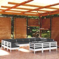 13-cz. zestaw wypoczynkowy do ogrodu, z poduszkami, biały