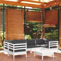 7-cz. zestaw wypoczynkowy do ogrodu, z poduszkami, biały