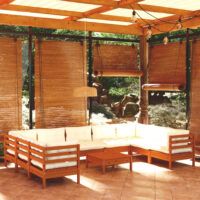 10-cz. zestaw wypoczynkowy do ogrodu z poduszkami, miodowy brąz