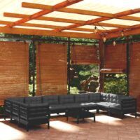 11-cz. zestaw wypoczynkowy do ogrodu, z poduszkami czarna sosna