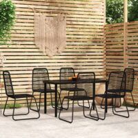 7-częściowy zestaw mebli ogrodowych, czarny