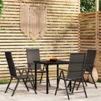 5-częściowy zestaw mebli ogrodowych, czarny
