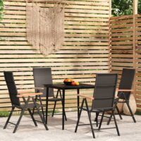5-częściowy zestaw mebli ogrodowych, czarny