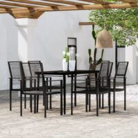 7-częściowy zestaw mebli ogrodowych, czarny