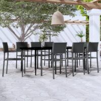 9-częściowy zestaw mebli ogrodowych, czarny