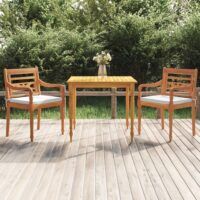 3-cz. zestaw mebli ogrodowych z poduszkami, lite drewno tekowe