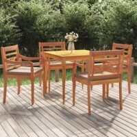 5-cz. zestaw mebli ogrodowych z poduszkami, lite drewno tekowe