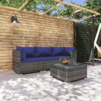 4-cz. zestaw wypoczynkowy do ogrodu, poduszki, rattan PE, szary