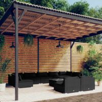 10-cz. zestaw mebli do ogrodu, z poduszkami, rattan PE, czarny