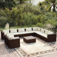 11-cz. zestaw wypoczynkowy do ogrodu, z poduszkami, rattan PE