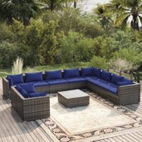 11-cz. zestaw wypoczynkowy do ogrodu, poduszki, szary rattan PE