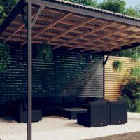 10-cz. zestaw mebli do ogrodu, poduszki, rattan PE, czarny