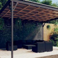 10-cz. zestaw mebli do ogrodu, poduszki, rattan PE, czarny