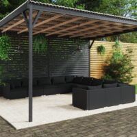 11-cz. zestaw wypoczynkowy do ogrodu, z poduszkami, czarny