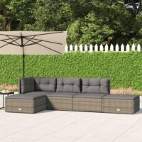 5-cz. zestaw wypoczynkowy do ogrodu, poduszki, szary, rattan PE