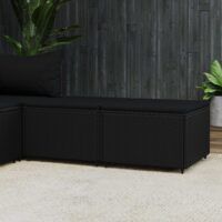 Podnóżki ogrodowe z poduszkami, 2 szt., czarne, polirattan