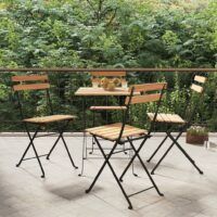 Składane krzesła bistro, 4 szt., lite drewno tekowe i stal