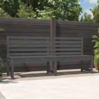 Ławka ogrodowa, szara, 201,5 cm, lite drewno sosnowe